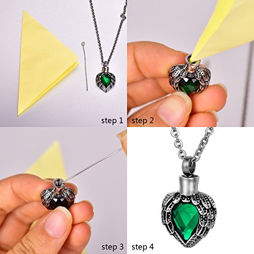 COCO Park Cremation Jewelry Stainless steel Angel Wing Heart Urn Pendant with Birthstone Memorial Necklace for Ashes - color: Blue