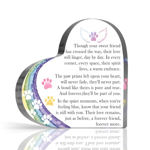 Rainbow Bridge Pet Memorial Plaque, Sympathy Gift for Loss of Dog Cat, Pet Loss Bereavement Gifts for Women Men, Pets Remembrance Memorial Keepsake Paperweight Desk Shelf Decor - style: Pet Memorial 01