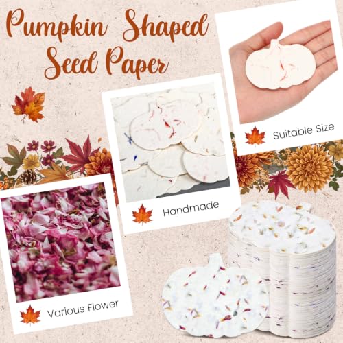 Dunzoom 100 Pcs Handmade Wildflower Seed Paper Tags,Pumpkin Shape - style: Pumpkin Shape