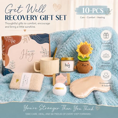 Get Well Soon Gift Baskets for Women, Surgery Recovery Care Package, Sympathy Gifts for Loss of Loved One, Thoughtful Care Package for Mom Her Wife Friends