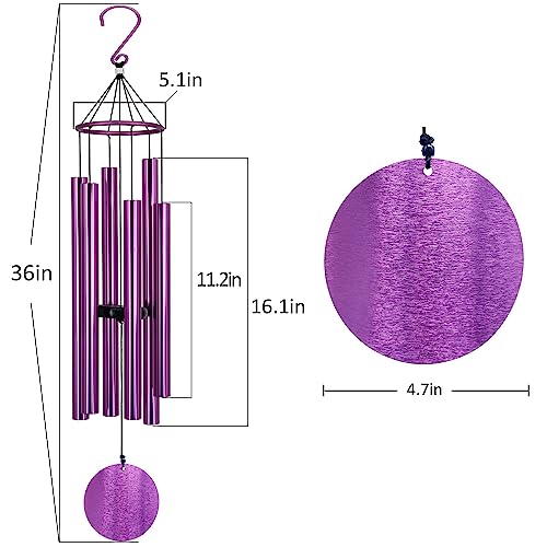 Memorial Wind Chimes Outdoor Large Deep Tone 36 Inch Tuned Windchimes - size: 36“ Purple