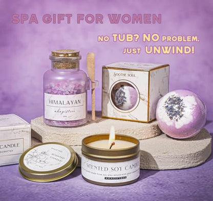 AHAGIFTREE Gift Baskets for Women,11PC Birthday Gifts,Think of You,Thankyou ,self care,care package,relaxation,new beginnings gifts for women,friend,mom,sister - color: Purple Pink