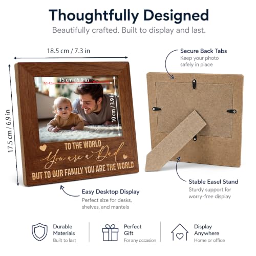 Family Picture Frame, Dad Gift, 4x6 Wooden Photo Display, Rustic Desk Decor, Dad Day Gifts, Dad Birthday Gifts, 6.9 x 7.3 in - color: Father 07