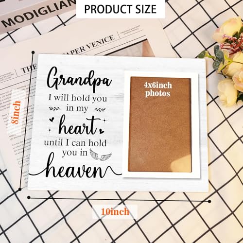 Memorial Photo Frame, Sympathy Gifts for Loss of Grandpa, in My Heart, in Loving Memory Wooden Picture Frame, Bereavement Remembrance Funeral Passed AWay Condolence Gifts (Grandpa, 4 x 6 Photo) - color: Grandpa