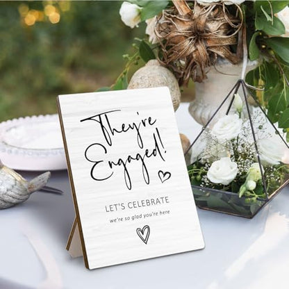 Wedding Engagement Wooden Stand,Wedding Welcome Wooden Sign Stand 5x7 Inch,Engagement Party Sign,Engagement Signs For A Party，Engagement Party Welcome Sign，They're Engaged Sign - color: wedding 011