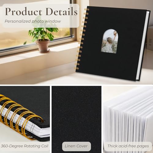 Vienrose Scrapbook Album,40 Pages,10x10 Inch,Black | Linen Arch Window,Personalized DIY Photo Album – Wedding,Baby Shower,Anniversary,Travel,Keepsake Gift - color: Black, size: 10 INCH 40 Pages