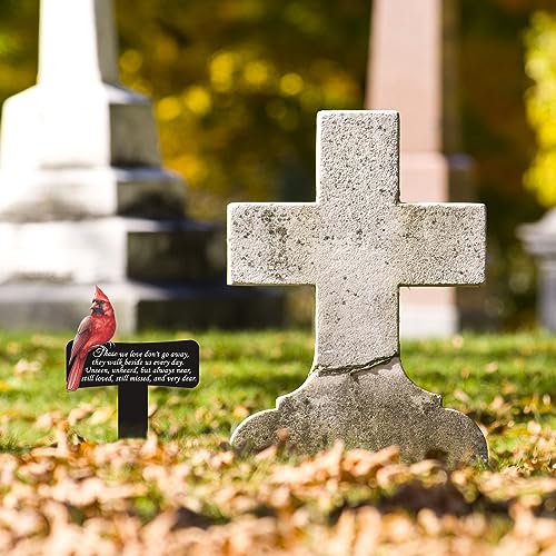 Hicarer Cardinals Grave Markers Cardinals Memorial Gift Metal Sympathy Stakes for Cemetery Memorial, Garden Yard, 11.8 x 7.87 Inch(Love Forever) - style: Love Forever