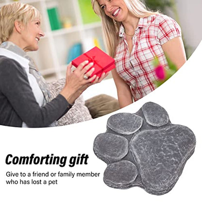 Pawprint Memorial Stone, DIY Lettering Beautiful Dog Grave Marker Comforting for Backyard for Puppy (Rock Grey)