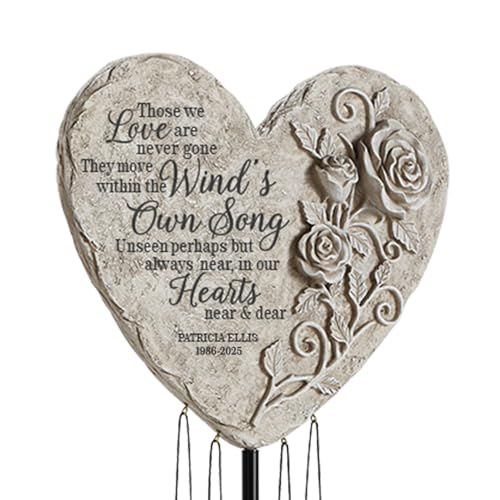 Let's Make Memories Personalized Memorial Wind Chime - Sympathy - Customized Condolences - Loss of Loved One - Celebrate Their Life - Outdoor Memorial - Windsong Sympathy Garden Wind Chime - style: Heart - Wind's Own Song