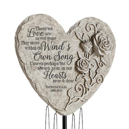 Let's Make Memories Personalized Memorial Wind Chime - Sympathy - Customized Condolences - Loss of Loved One - Celebrate Their Life - Outdoor Memorial - Windsong Sympathy Garden Wind Chime - style: Heart - Wind's Own Song