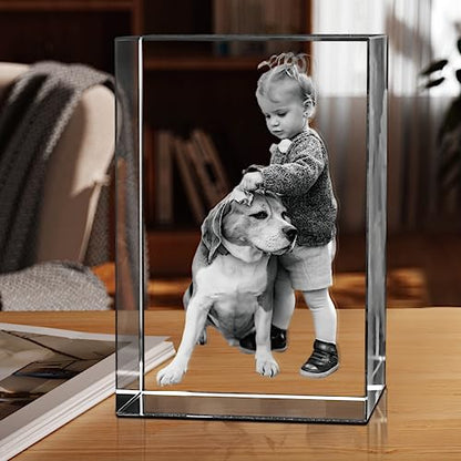 HAN'S LASER 3D Crystal Photo, Personalized Gift with Your Own Photo, Unique Father’s Day, Marriage Gift, Memorial Present-Large Portrait - size: Large Portrait