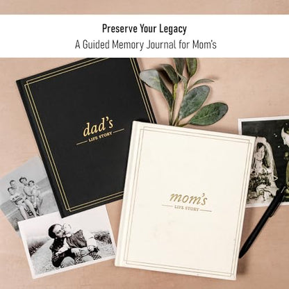 Duncan & Stone Mom Tell Me Your Story Journal, Linen Life Book, 85pg | Guided prompts & family tree for Mom to write her life story; a linen 85-page keepsake gift for mother from the kids - style: Your Story Mom