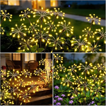 Solar Garden Lights Outdoor, 4 Pack 2-Layer Swaying Fairy Firework Lights - color: Warm White