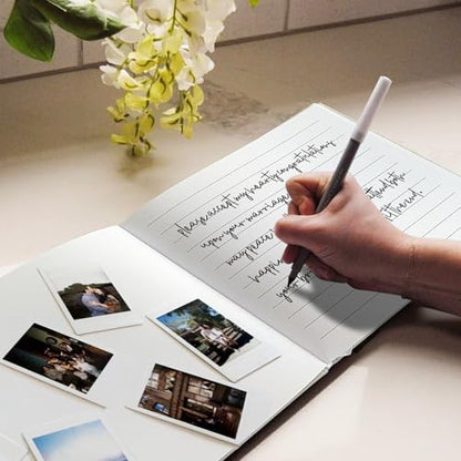 Wedding Guest Book – Guest Book for Receptions, Baby Showers & Celebrations | Sage Green Linen Hardcover, Polaroid Guest Book with 100 Half Blank and Lined Pages for Signatures and Photos - color: A Sage Green