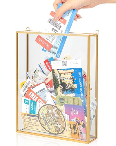 8x10 Travel Shadow Box Frame with Slot on Top, Glass Shadow Boxes Display Case for Loading Memories, Shadow Keepsake Box for Tickets, Wine Bottle Caps, Shells, Stamps and More