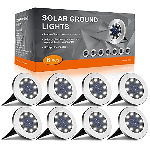 INCX 8Pack 4.6Inch Solar Ground Lights Outdoor, IP65 Waterproof, Cold White - color: Cold, size: 8 Pack