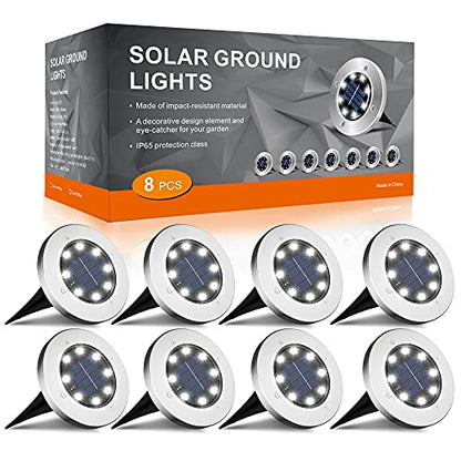 INCX 8Pack 4.6Inch Solar Ground Lights Outdoor, IP65 Waterproof, Cold White - color: Cold, size: 8 Pack
