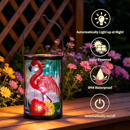 MUMTOP Flamingo Solar Lantern Outdoor Waterproof Hanging Garden Light - color: Pink