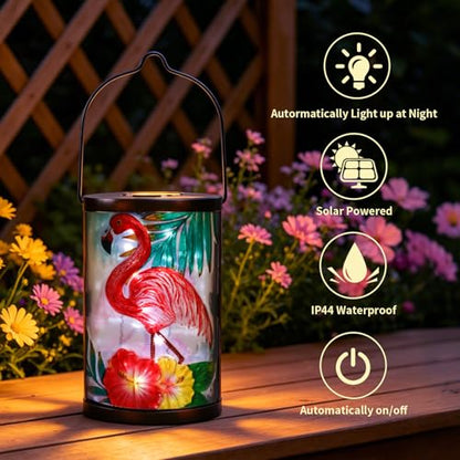 MUMTOP Flamingo Solar Lantern Outdoor Waterproof Hanging Garden Light - color: Pink