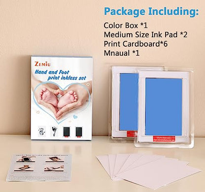 Baby Hand and Footprint Kit,Inkless Print Kit,Safe Non-Toxic for Baby - color: Blue