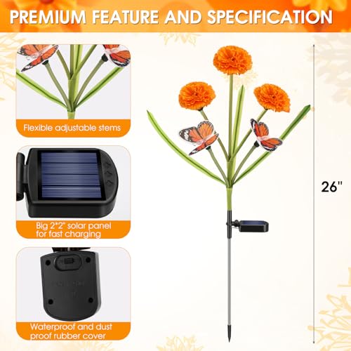 Dia de Los Muertos Decorations Outdoor Solar Powered Marigold Flower Lights - style: Marigolds