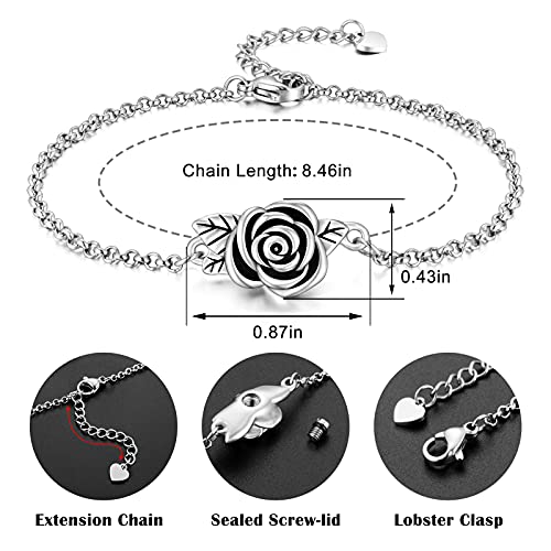XIUDA Urn Bracelet for Ashes Rose Cremation Bracelet Ashes Holder Bangle Link Chain Ashes Bracelet for Women - style: Silver