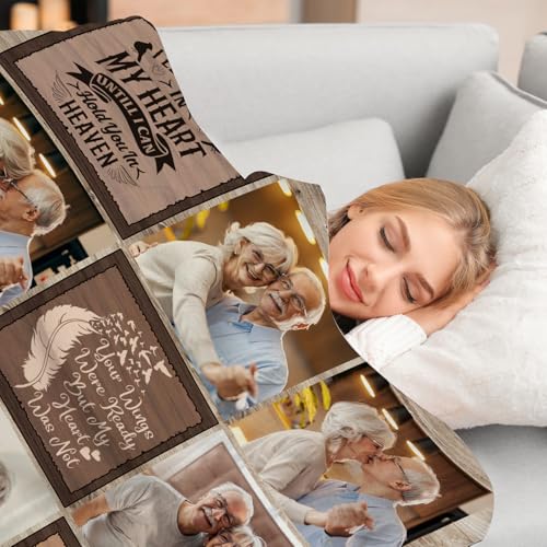 in Loving Memory Blanket Gifts, Custom Memorial Blanket with Photo for Loss of Loved One, Personalized Sympathy Throw Blankets with Picture, Memorial Gifts for Loss of Mom Dad Husband Wife