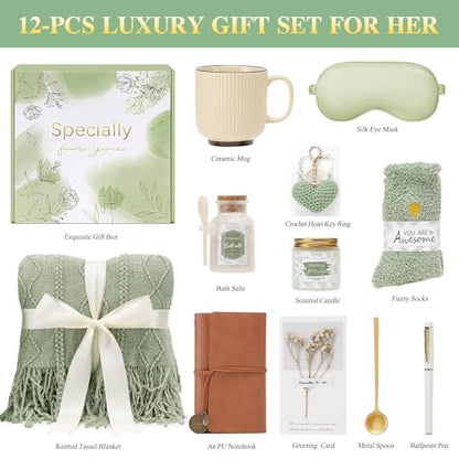 Mothers Day Get Well Gifts for Women Self Care Gift Basket - Birthday Gifts for Women Spa Care Package - Sympathy Inspirational Easter Day Gift Baskets for Her Mom Friend Wife (Sage Green) - color: Sage Green