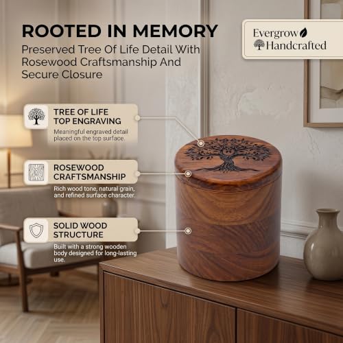 Rosewood Tree of Life Cremation Urn for Human Ashes | Rosewood - size: Medium
