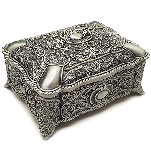 Antique Emboss Alloy Metal Jewelry Music Box Wind Up and Golden Movement Music Box for Christmas/Birthday/Valentine's Day/Mother's Day (You are my sunshine.)