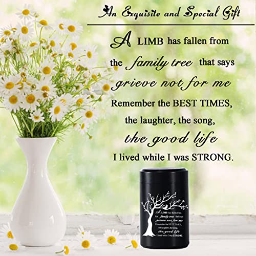 2.7 inch Small Urns for Ashes - Set of 4, Aluminium Mini Urns, Cremation Urns for Human Ashes, Ashes Holder, Small Keepsake urns-A Limb has Fallen from the Family Tree, Black - size: Tree-Black