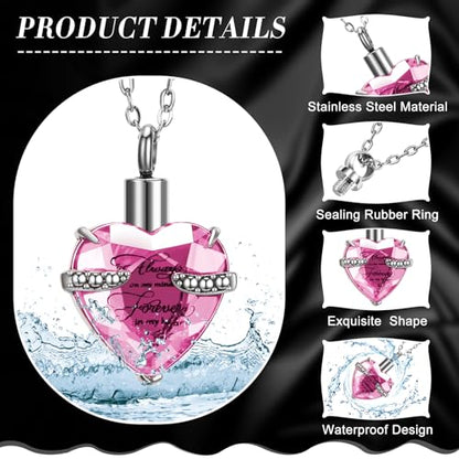 Ecation 15 Pcs Urn Necklace for Ashes Women Cremation Jewelry - color: Pink
