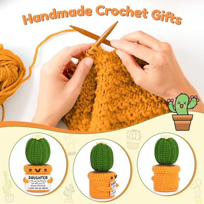 Agantree art Birthday Daughter Girls Gifts from Mom Dad Inspirational Crochet Cactus for Step Bonus Daughter Graduation Present for Teens Girls Teenager Back to Schhol Christmas - style: Daughter