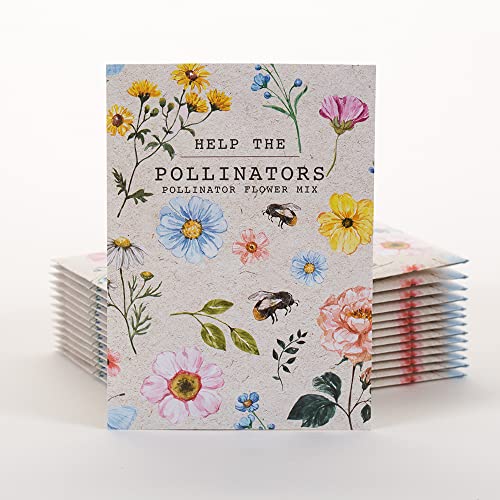 Bentley Seed Co. | Help Pollinators Kraft Bee! | 25 Non-GMO, Non-Coated Pollinator Wildflower Seed Packets | Flower Seeds Fro Planting | Garden Seed to Grow Live Plants | A Beautiful Gift - style: Help Pollinators Bee and Flower