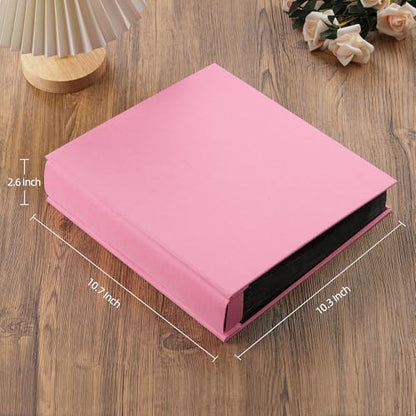 potricher Small 8x10 Photo Album, 160 Pockets, Linen Cover, Pink - color: Pink