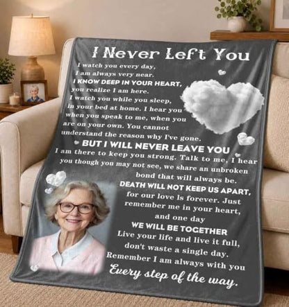 Personalized Memorial Picture Blanket Custom Hug from Heaven Sympathy Gift | HD Printing Flannel Throw Blanket for Grief and Remembrance Loss of Mother Father - color: Design 13