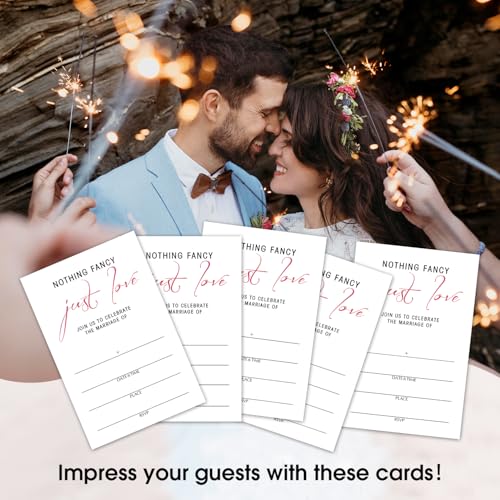 Nothing Fancy Just Love Wedding Invitations Cards, Set of 25 Minimalism Fill in Style Invites Cards with Envelopes, Bridal Shower New Couples Engagement Bachelorette Party Supplies-T11 - color: Just Love
