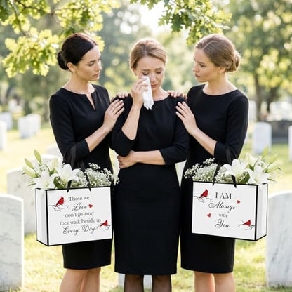 Cardinal Sympathy Gift Bag for Loss of Loved One Memorial Wrapping Paper Bag with Tissue Paper Sympathy Card Those We Love Don't Go Away Bag for Funeral Loss of Dog Pet Mom Dad Husband Bereavement - color: Cardinal