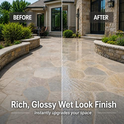 Wet Look Stone & Concrete Sealer, High Gloss for Pavers & Patios, 1 Quart | For Pavers & Patios, 1 Quart - style: 1-Quart