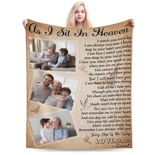 D-Story Personalized Memorial Throw Blanket, Loss Gift for Loved One Mom Dad Grandma Son Daughter, Custom Blanket with Photo, Memorial Gifts of Sympathy, Bereavement Gifts - color: Design 26