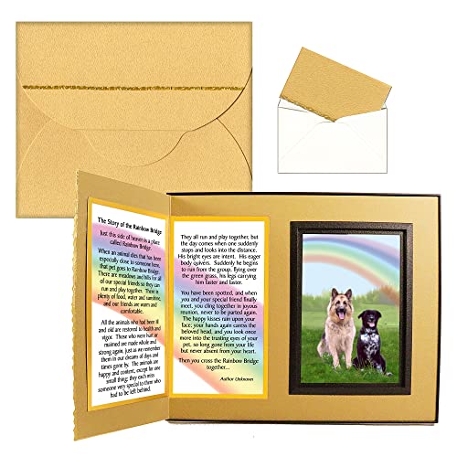 The Story of the Rainbow Bridge Pet Memorial Gifts for Dogs, Handcrafted Picture Frame Keepsake, Gift-Boxed with Message Card, Ginger with Foil Accents - color: Ginger, size: Story of the Rainbow Bridge