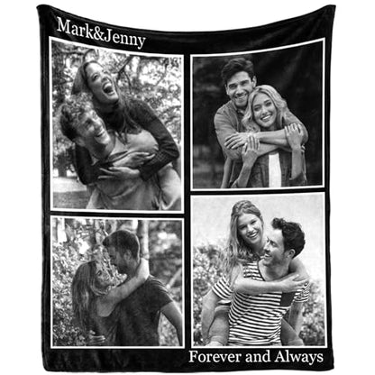 XINLING Custom Memorial Blanket with Pictures for Loss of Loved One Personalized Photo Blanket Customized Sympathy Gifts in Memory of Mom Dad Grandma Grandpa - color: 4 Photos