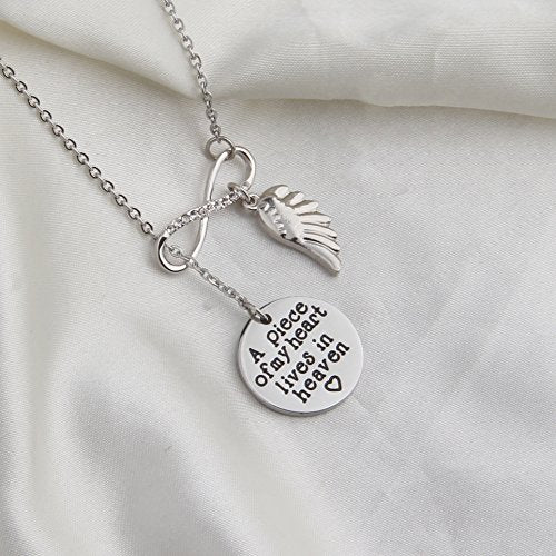Memorial Jewelry Sympathy Gift A Piece of My Heart Lives In Heaven Lariat Y Necklace Loss Jewelry Gift - color: Y neckalce