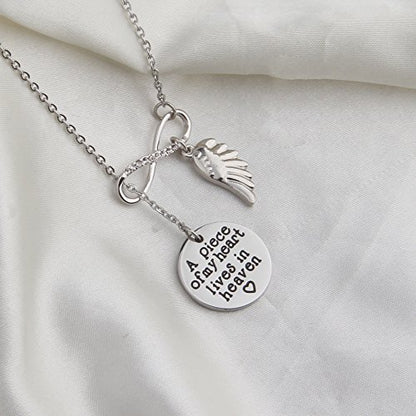 Memorial Jewelry Sympathy Gift A Piece of My Heart Lives In Heaven Lariat Y Necklace Loss Jewelry Gift - color: Y neckalce