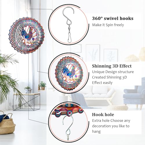Rooster Wind Spinner - Chicken Gifts for Women Men Mother Father - color: Roster