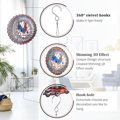 Rooster Wind Spinner - Chicken Gifts for Women Men Mother Father - color: Roster