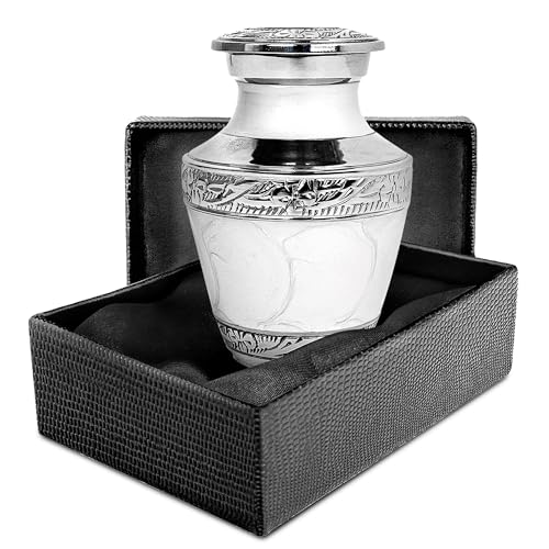 Trupoint Memorials Cremation Urns for Human Ashes, Silver Lining Decorative Burial Urns for Male and Female, Funeral Memorial Urn for Women and Men - Opal, 1 Keepsake - color: Opal, size: Keepsake