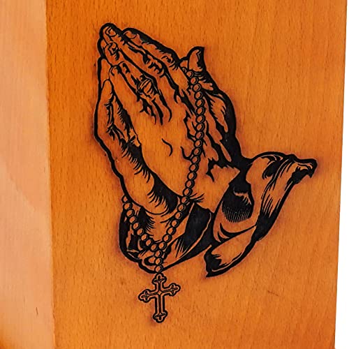 Rosewood Wooden Cremation Urns for Human Ashes Adult - Handcrafted Funeral Memorial Ash Storage Urn - Burial Columbarium (Praying Hand, 250 Cubic Inches) - color: Praying Hand