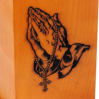 Rosewood Wooden Cremation Urns for Human Ashes Adult - Handcrafted Funeral Memorial Ash Storage Urn - Burial Columbarium (Praying Hand, 250 Cubic Inches) - color: Praying Hand