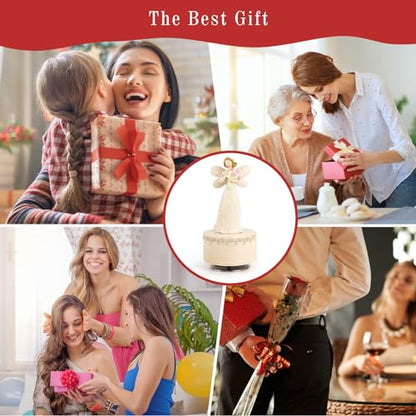 Angel with Flowers Resin Music Box, Hand-Wind Rotating Angel Figurines Musical Gift for Women, Mothers, Daughters - Perfect for Christmas, Birthday, Mother's Day & Anniversaries - color: Angel Bouquet